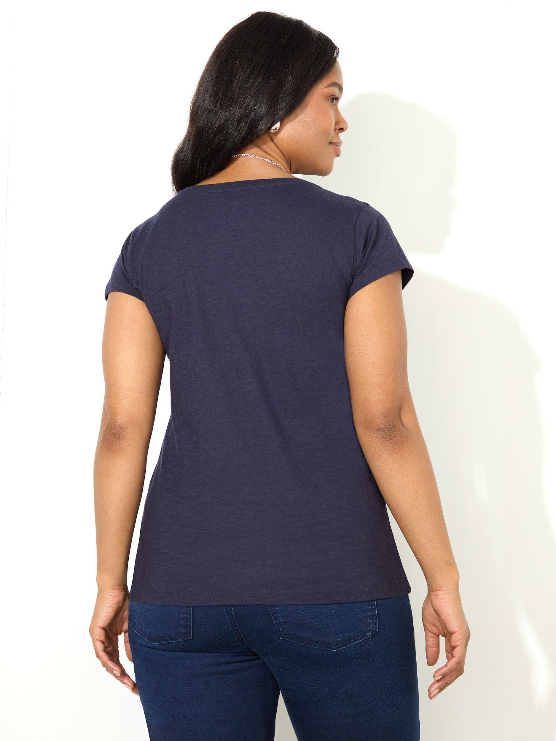 Product image 3 of 3, which shows Live Unlimited Slub Scoop Neck T-Shirt, Blue, 12