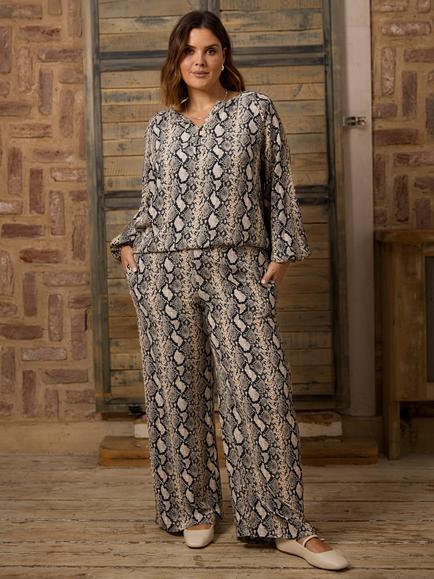 Live Unlimited Curve Snake Drawstring Wide Leg Trousers, Multi, Multi