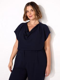 Live Unlimited Curve Button Detail Wide Leg Trousers, Blue - view 2, Blue