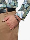 Simon Carter Newquay Men's Braided Leather Bracelet, Black/Grey