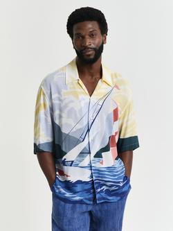 GANT Regular Fit Scenery Sailing Graphic Shirt, Ruby Red, Ruby Red