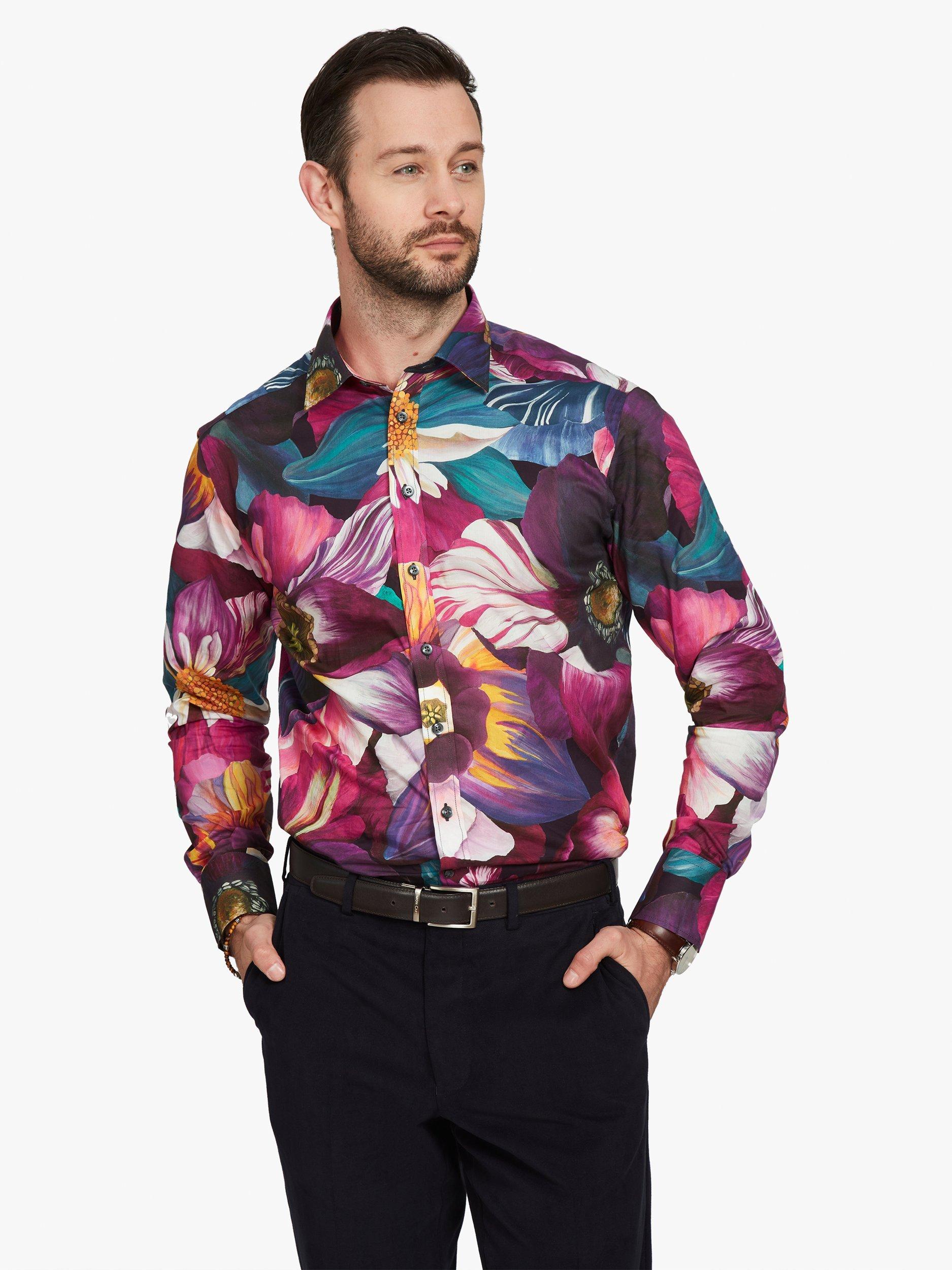 Product image 1 of 7, which shows Simon Carter Liberty Fabric Hybrid Printed Shirt, Multi, 15/R