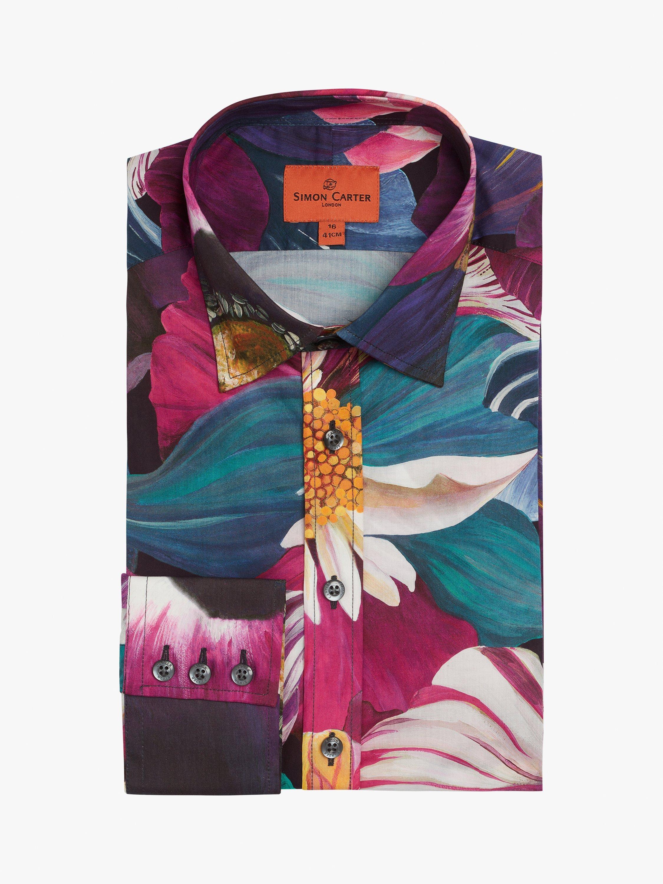 Product image 4 of 7, which shows Simon Carter Liberty Fabric Hybrid Printed Shirt, Multi, 15/R