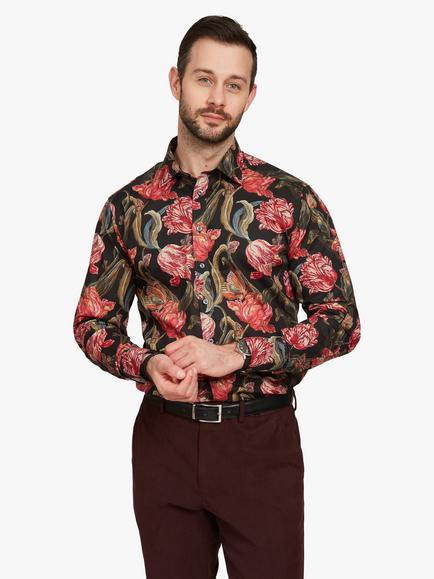 Simon Carter Midnight Sketch Long Sleeve Shirt, Black/Multi, Black/Multi