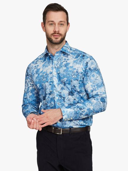 Simon Carter Parchment Long Sleeve Shirt, Blue, Blue