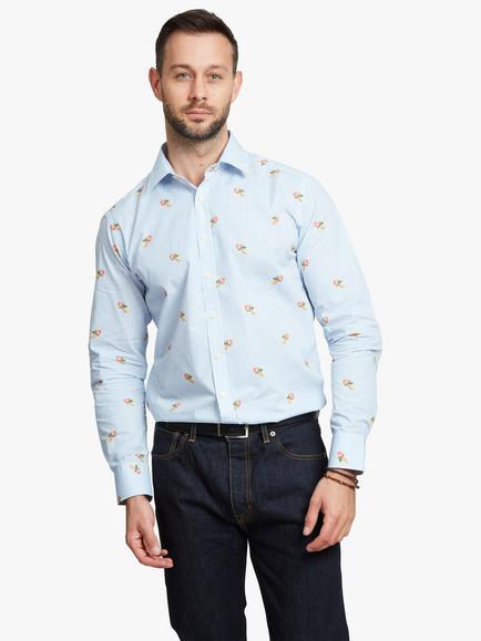 Simon Carter Rose Stripes Long Sleeve Shirt, Blue/Multi, Blue/Multi