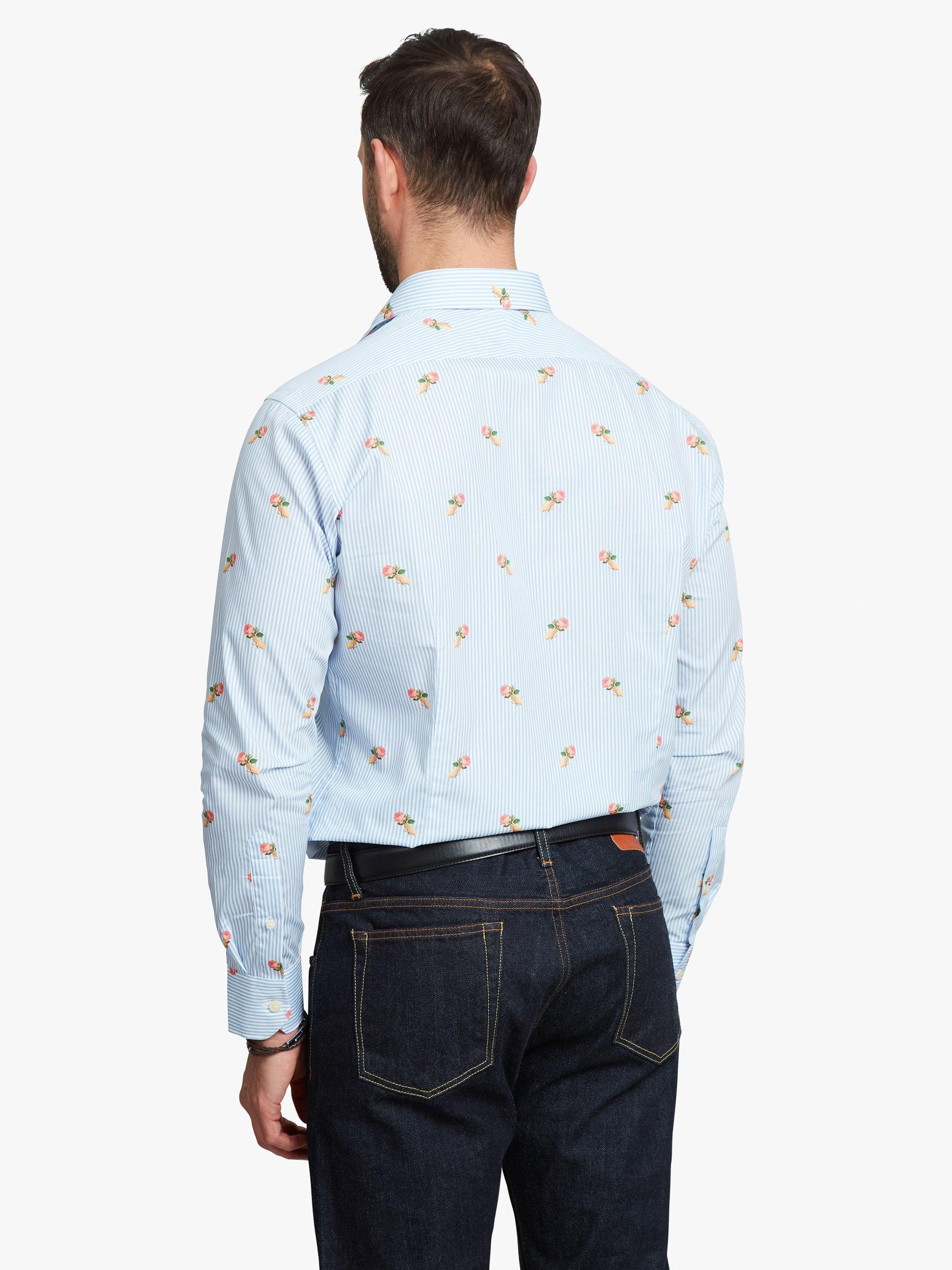Product image 2 of 7, which shows Simon Carter Rose Stripes Long Sleeve Shirt, Blue/Multi, 15R