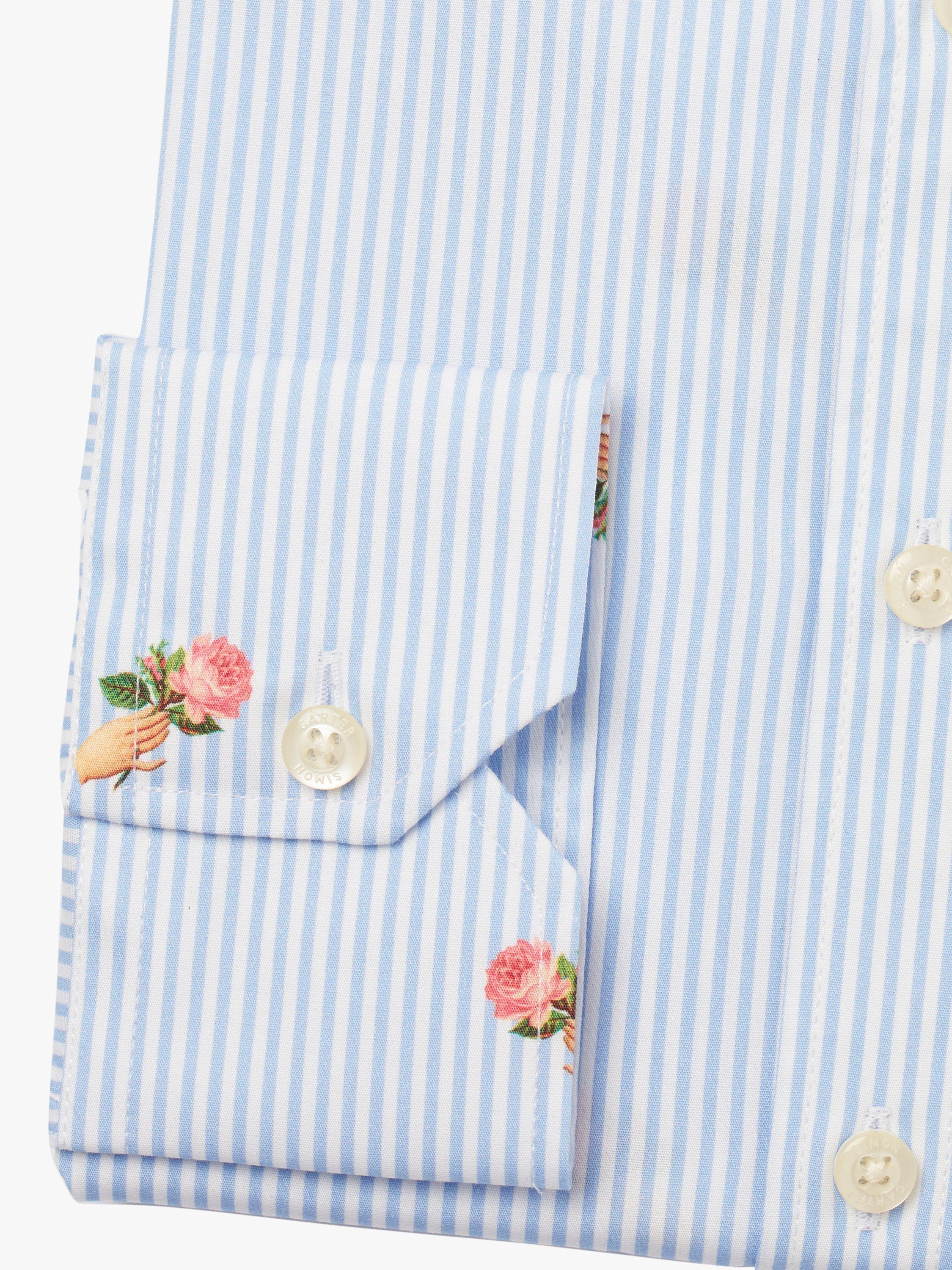 Product image 6 of 7, which shows Simon Carter Rose Stripes Long Sleeve Shirt, Blue/Multi, 15R