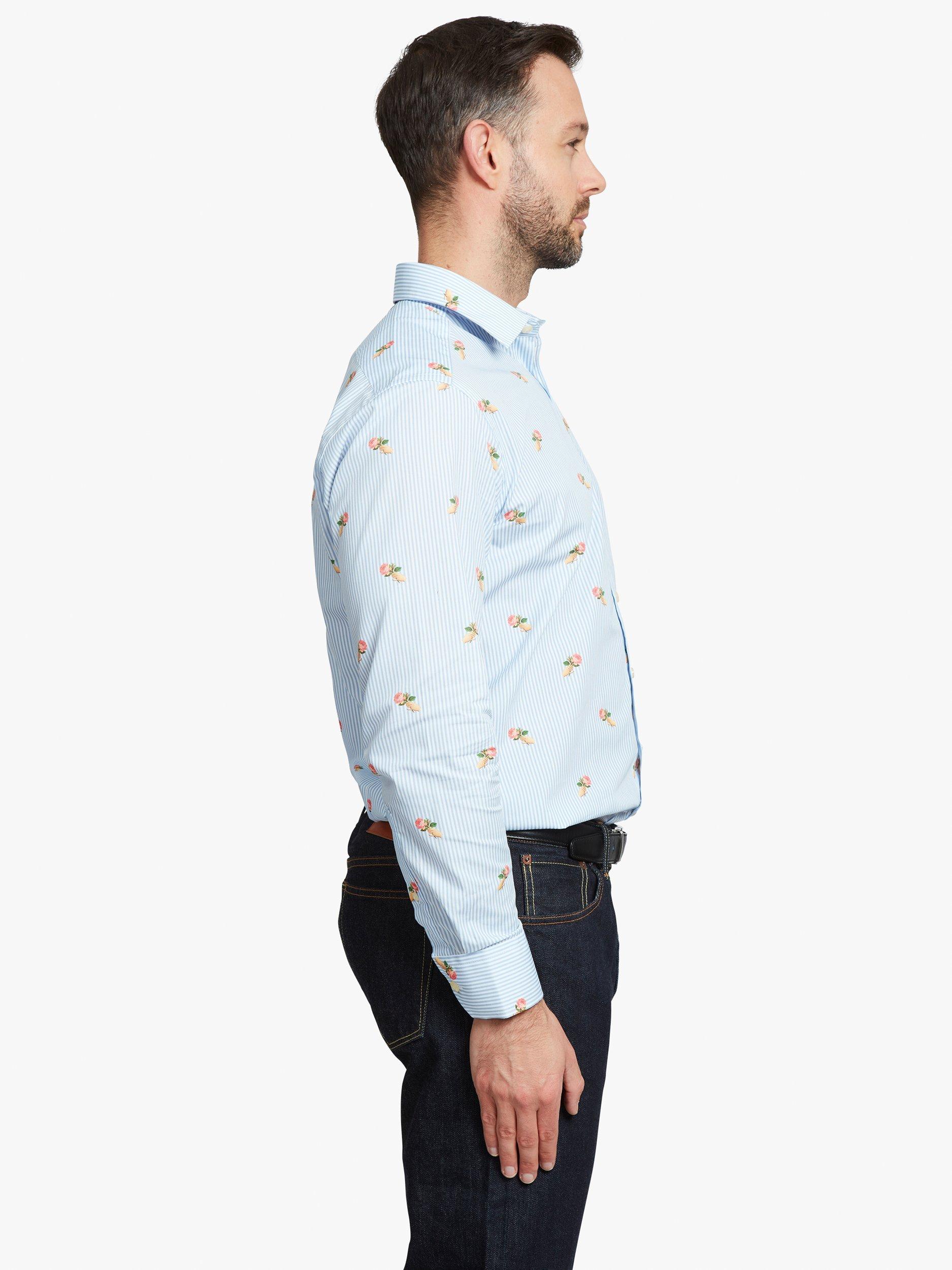 Product image 7 of 7, which shows Simon Carter Rose Stripes Long Sleeve Shirt, Blue/Multi, 15R
