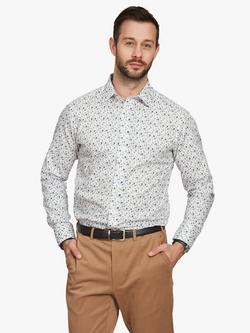 Simon Carter Small Floral Long Sleeve Shirt, White/Multi, White/Multi