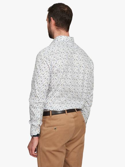 Simon Carter Small Floral Long Sleeve Shirt, White/Multi - view 2, White/Multi