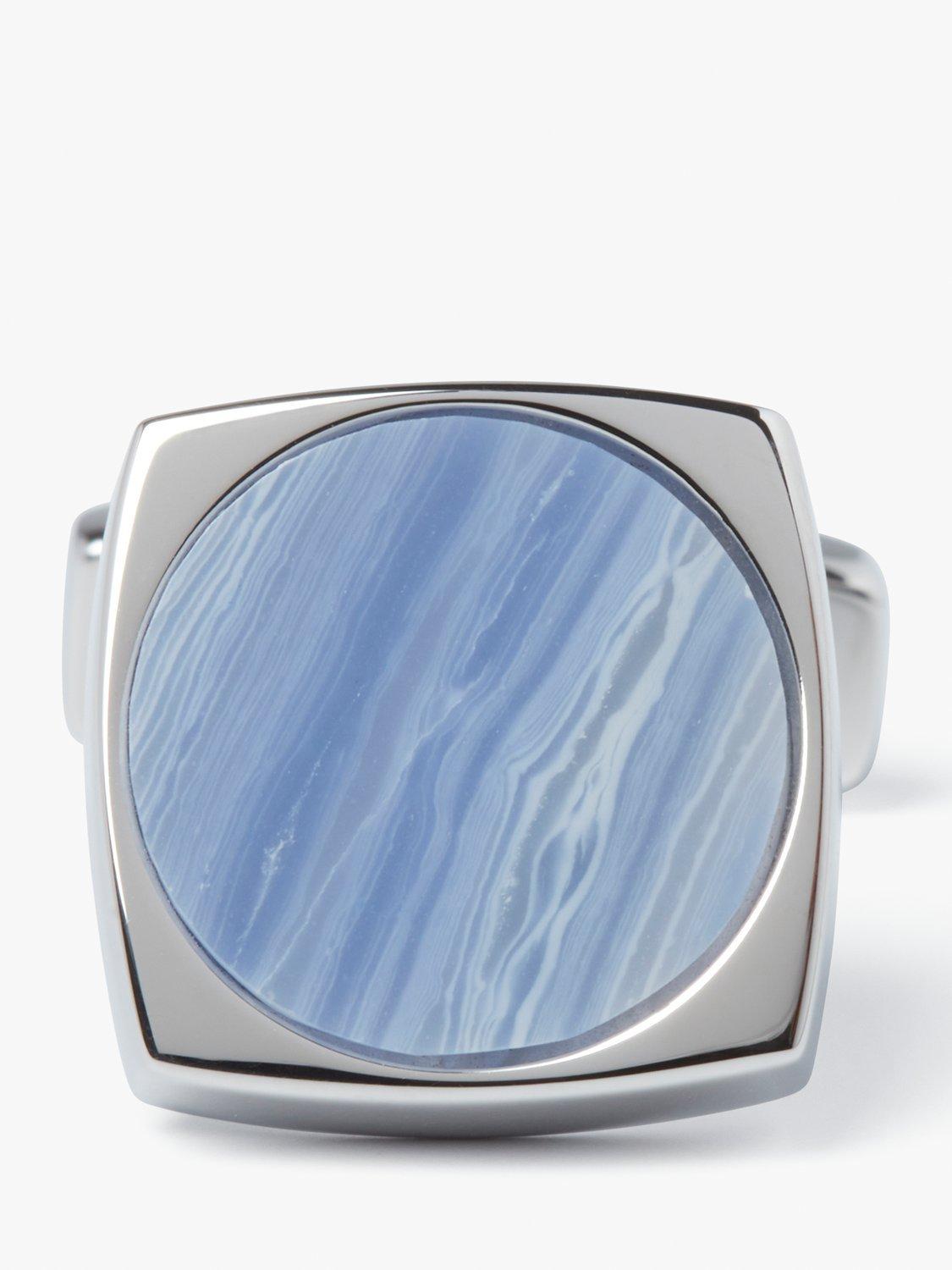 Product image 2 of 4, which shows Simon Carter Largo Blue Lace Agate Cufflinks, Light Blue