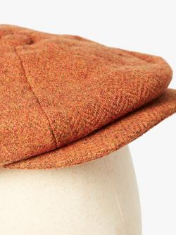 Simon Carter Herringbone Baker Boy Cap, Tonal Orange - view 2, Tonal Orange