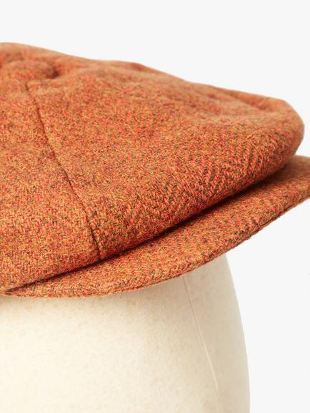 Simon Carter Herringbone Baker Boy Cap, Tonal Orange - view 2, Tonal Orange