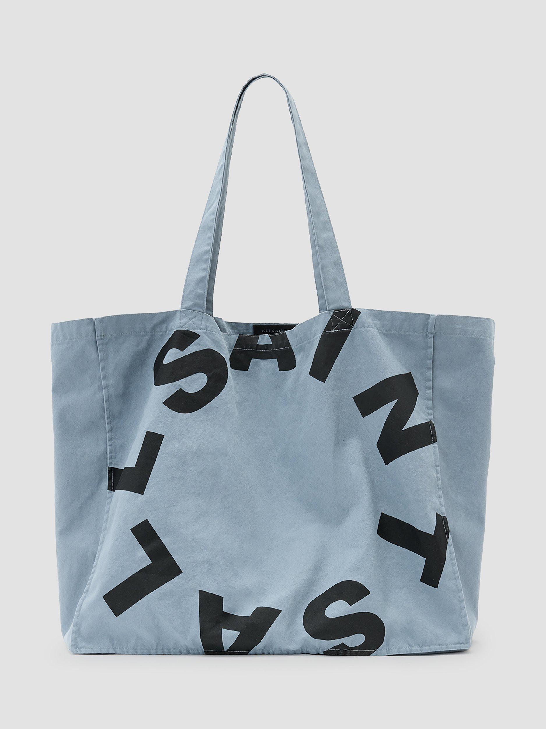 AllSaints Tierra Large Cotton Tote Bag, Blue Mid