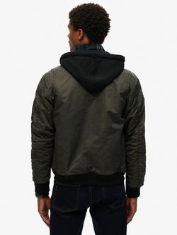 Superdry Military MA1 Bomber Jacket, Washed Dark Green - view 2, Washed Dark Green