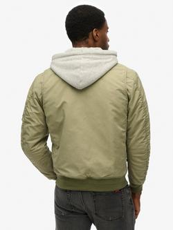 Superdry Military MA1 Bomber Jacket, Washed Olive Green - view 2, Washed Olive Green