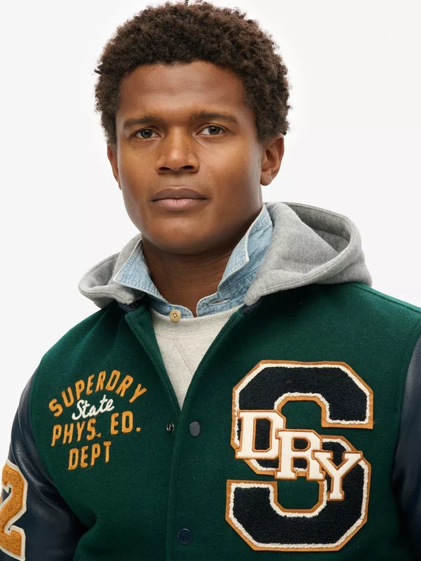 SUPERDRY College Patched Varsity Jacket in Eclipse Navy
