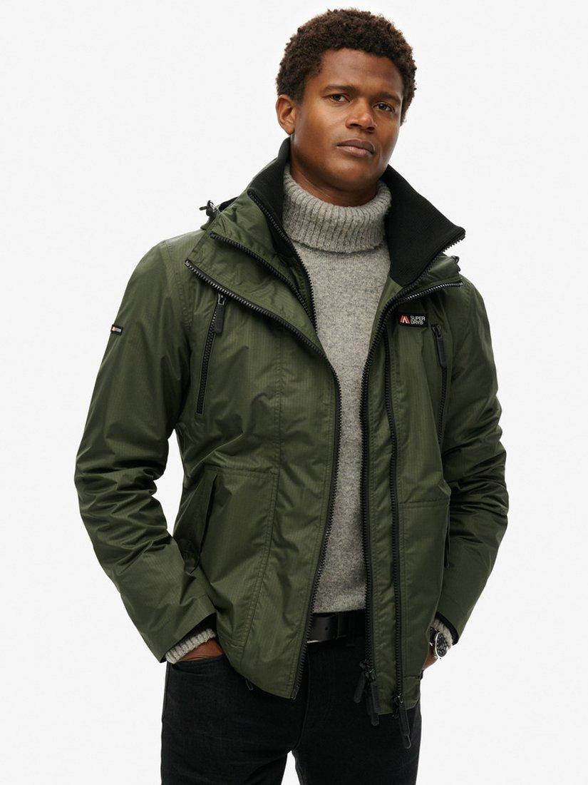 Product image 1 of 6, which shows Superdry Hooded Mountain Windbreaker Jacket, Olive Green, S