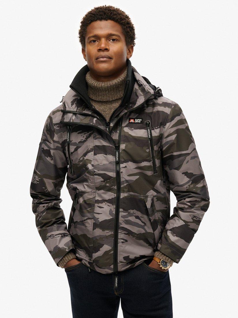 Product image 3 of 6, which shows Superdry Hooded Mountain Windbreaker Jacket, Dark Grey Tiger Camo, S
