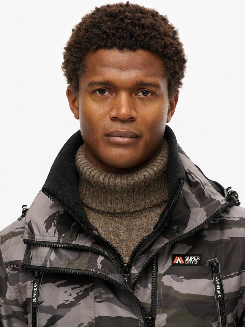 Product image 5 of 6, which shows Superdry Hooded Mountain Windbreaker Jacket, Dark Grey Tiger Camo, S