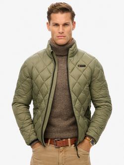 Superdry Diamond Quilt Fuji Lite Jacket, Dusty Olive Green