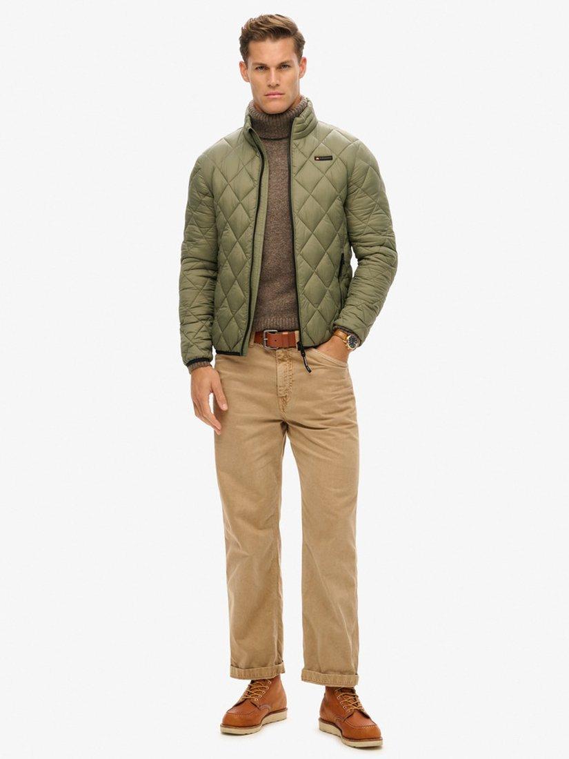 Product image 3 of 6, which shows Superdry Diamond Quilt Fuji Lite Jacket, Dusty Olive Green, S