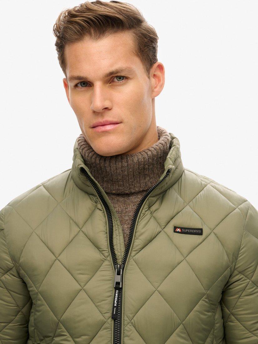 Product image 4 of 6, which shows Superdry Diamond Quilt Fuji Lite Jacket, Dusty Olive Green, S