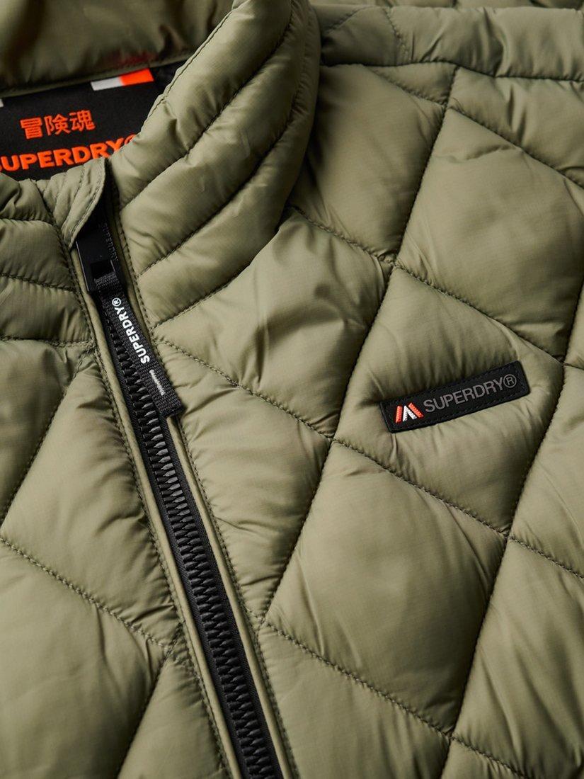 Product image 6 of 6, which shows Superdry Diamond Quilt Fuji Lite Jacket, Dusty Olive Green, S