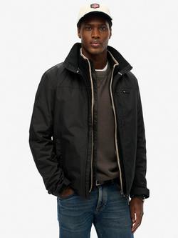 Superdry Non-Hood Logo Windbreaker Jacket, Jet Black, Jet Black