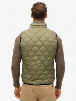 Superdry Diamond Quilt Fuji Lite Gilet - view 2, Dusty Olive Green