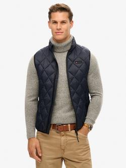 Superdry Diamond Quilt Fuji Lite Gilet, Eclipse Navy