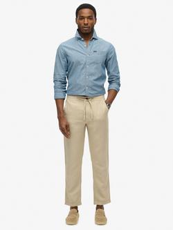 Superdry Merchant Linen Trousers, Abbey Stone