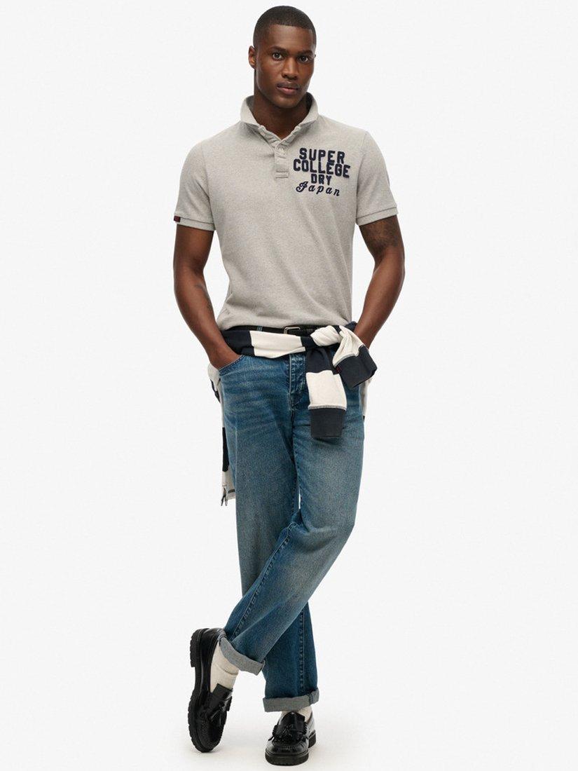 Product image 3 of 4, which shows Superdry Vintage Athletic Polo Shirt, Vintage Grey Marl, S