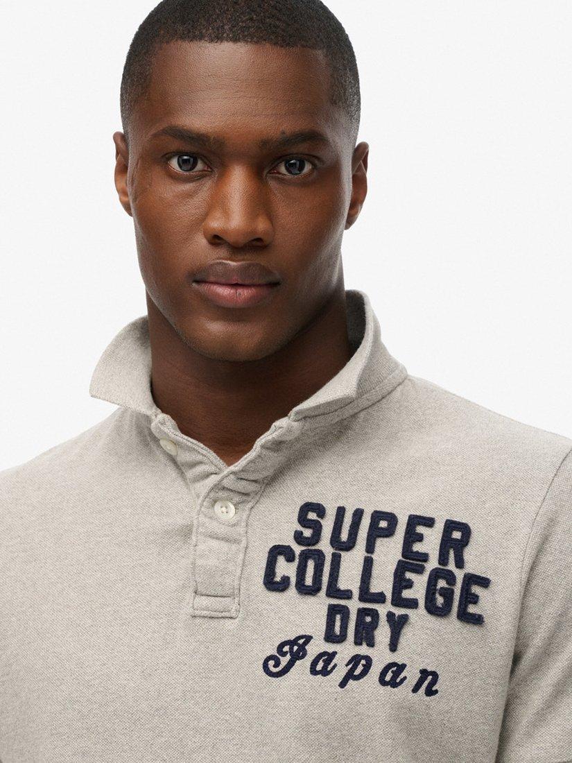 Product image 4 of 4, which shows Superdry Vintage Athletic Polo Shirt, Vintage Grey Marl, S