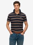 Superdry Lightweight Stripe Jersey Polo Shirt, White Multi Stripe