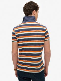 Superdry Cotton Regular Fit Short Sleeve Polo Shirt, Navy Surf - view 2, Navy Surf