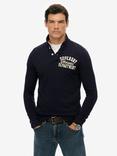 Superdry Vintage Athletic Long Sleeve Cotton Polo Shirt, Eclipse Navy
