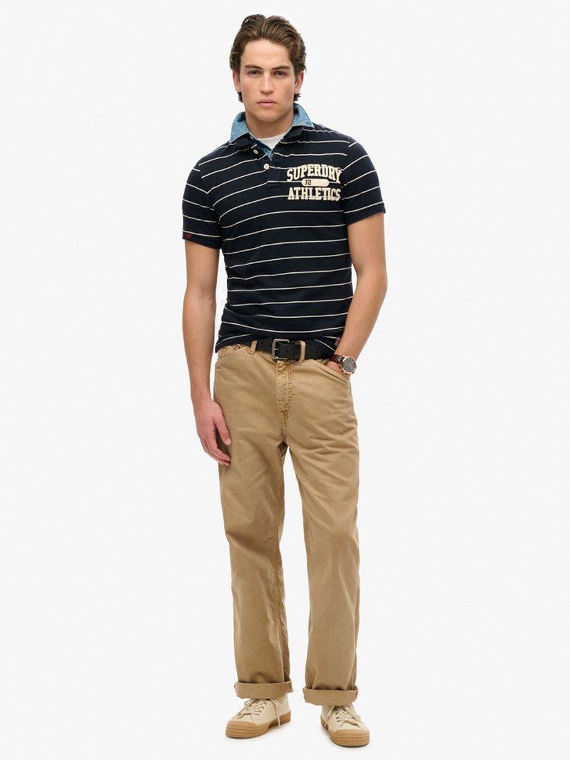 Product image 3 of 5, which shows Superdry Vintage Athletic Jersey Polo Shirt, Eclipse Navy/White, S