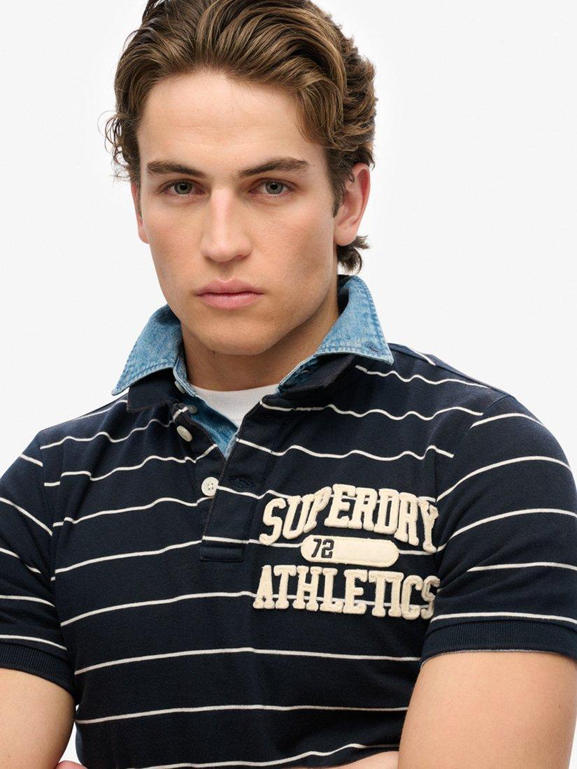 Product image 4 of 5, which shows Superdry Vintage Athletic Jersey Polo Shirt, Eclipse Navy/White, S