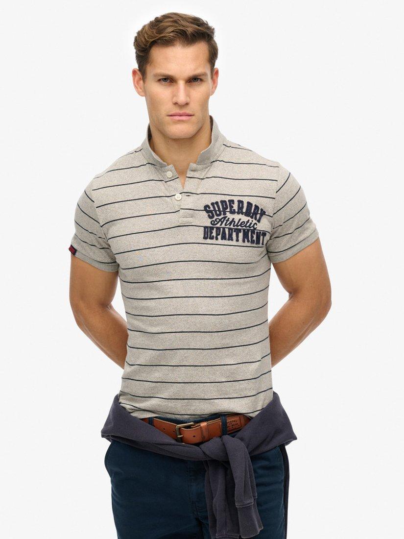 Product image 3 of 5, which shows Superdry Cotton Vintage Athletic Jersey Polo Shirt, Grey, S