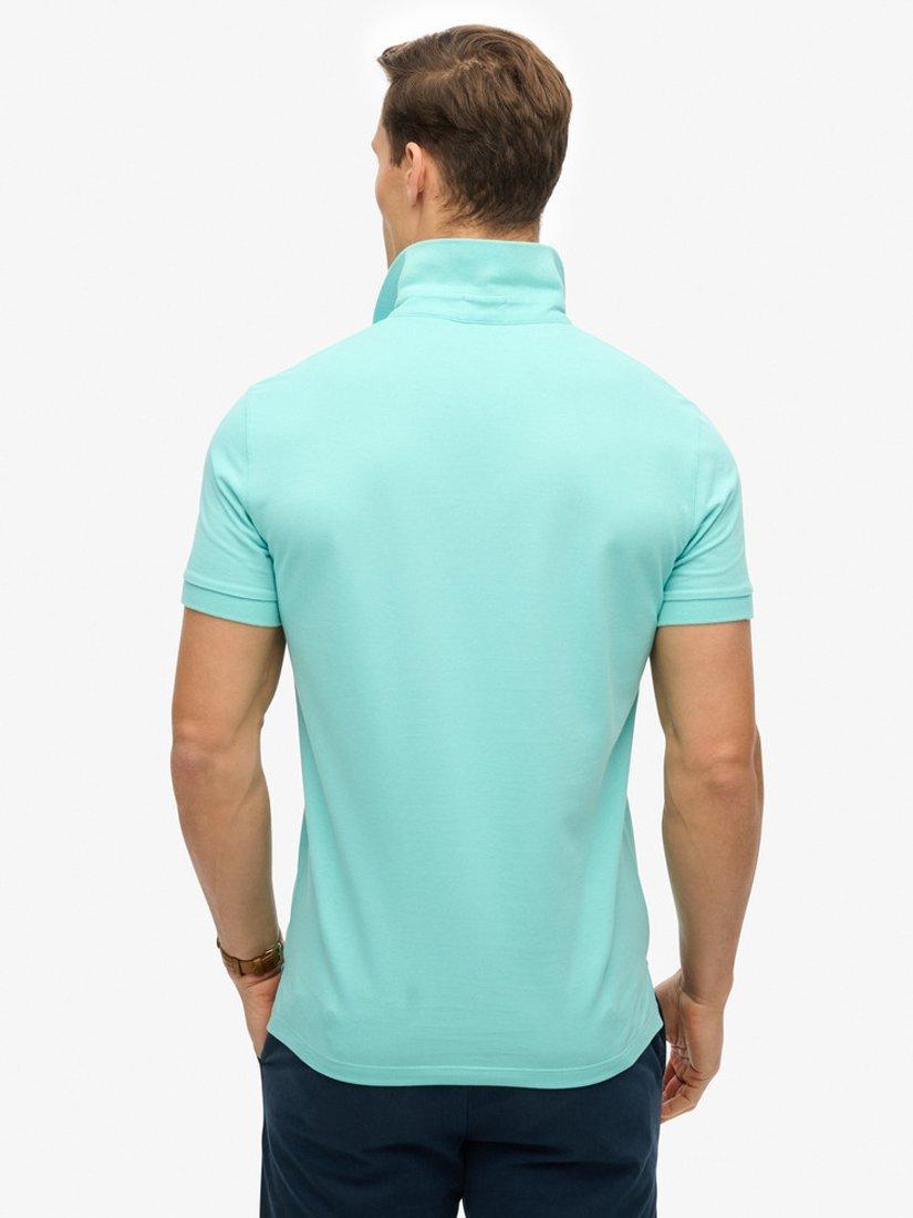 Product image 2 of 4, which shows Superdry Cotton City Pique Polo Shirt, Aqua Sky Turquoise, S