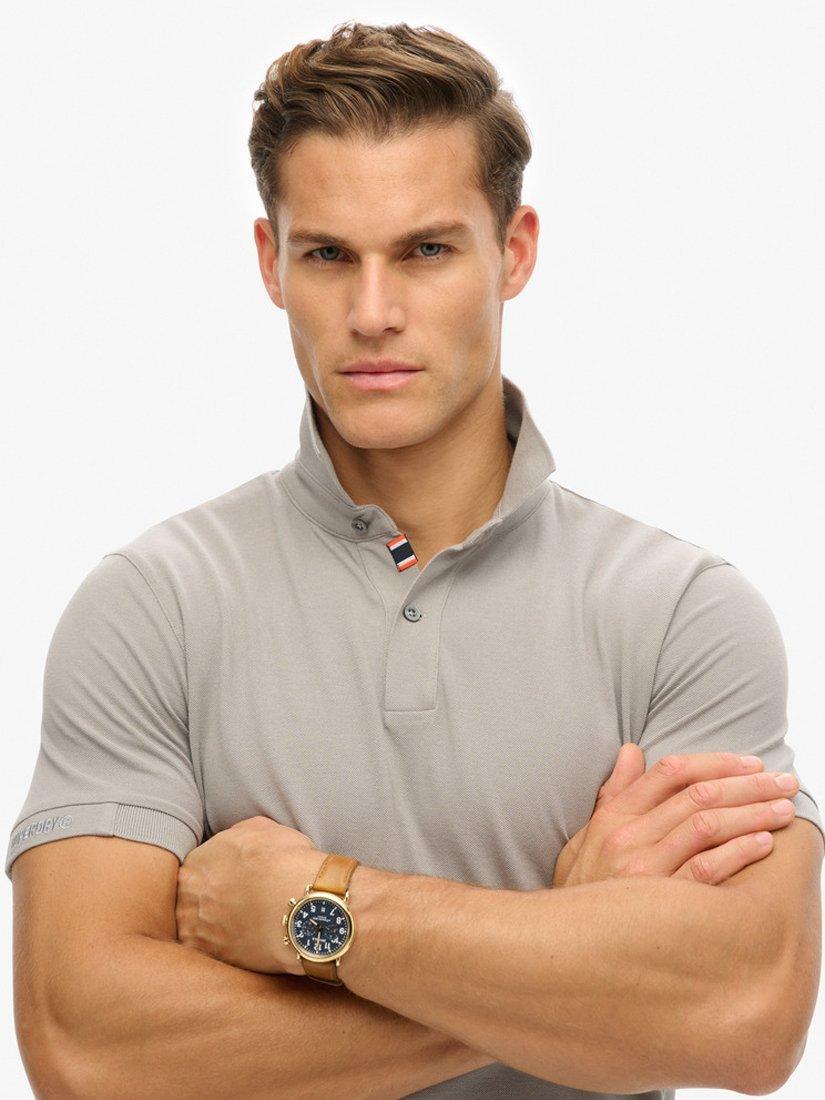 Product image 4 of 5, which shows Superdry Cotton City Pique Polo Shirt, Dove Grey, S