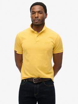 Superdry Vintage Destroy Cotton Regular Fit Short Sleeve Polo Shirt, Pigment Yellow