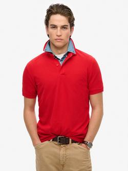 Superdry Cotton City Pique Polo Shirt, Risk Red
