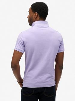 Superdry Vintage Destroy Cotton Regular Fit Short Sleeve Polo Shirt - view 2, Lavender Purple