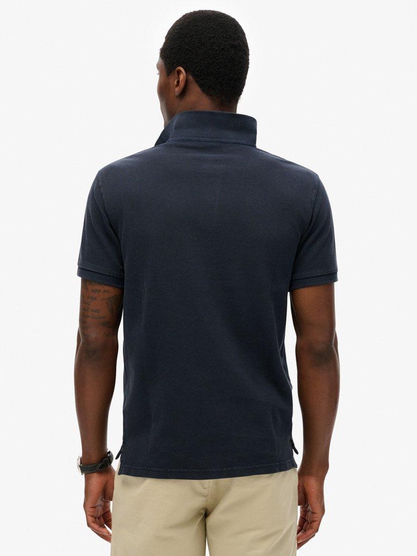 Product image 2 of 4, which shows Superdry Cotton Regular Fit Vintage Destroy Polo Shirt, Eclipse Navy, S