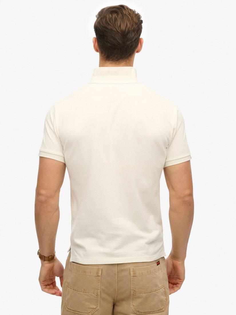 Product image 2 of 4, which shows Superdry Cotton Vintage Destroy Polo Shirt, Chalk White, S