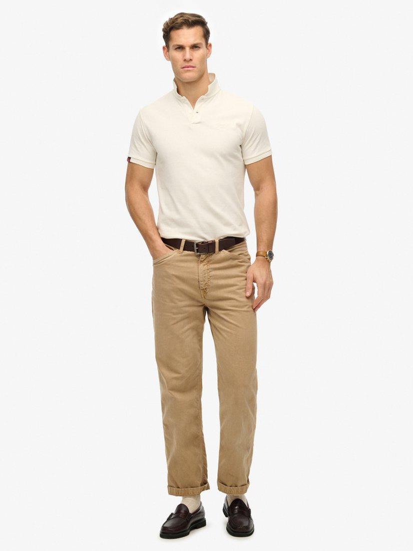 Product image 3 of 4, which shows Superdry Cotton Vintage Destroy Polo Shirt, Chalk White, S