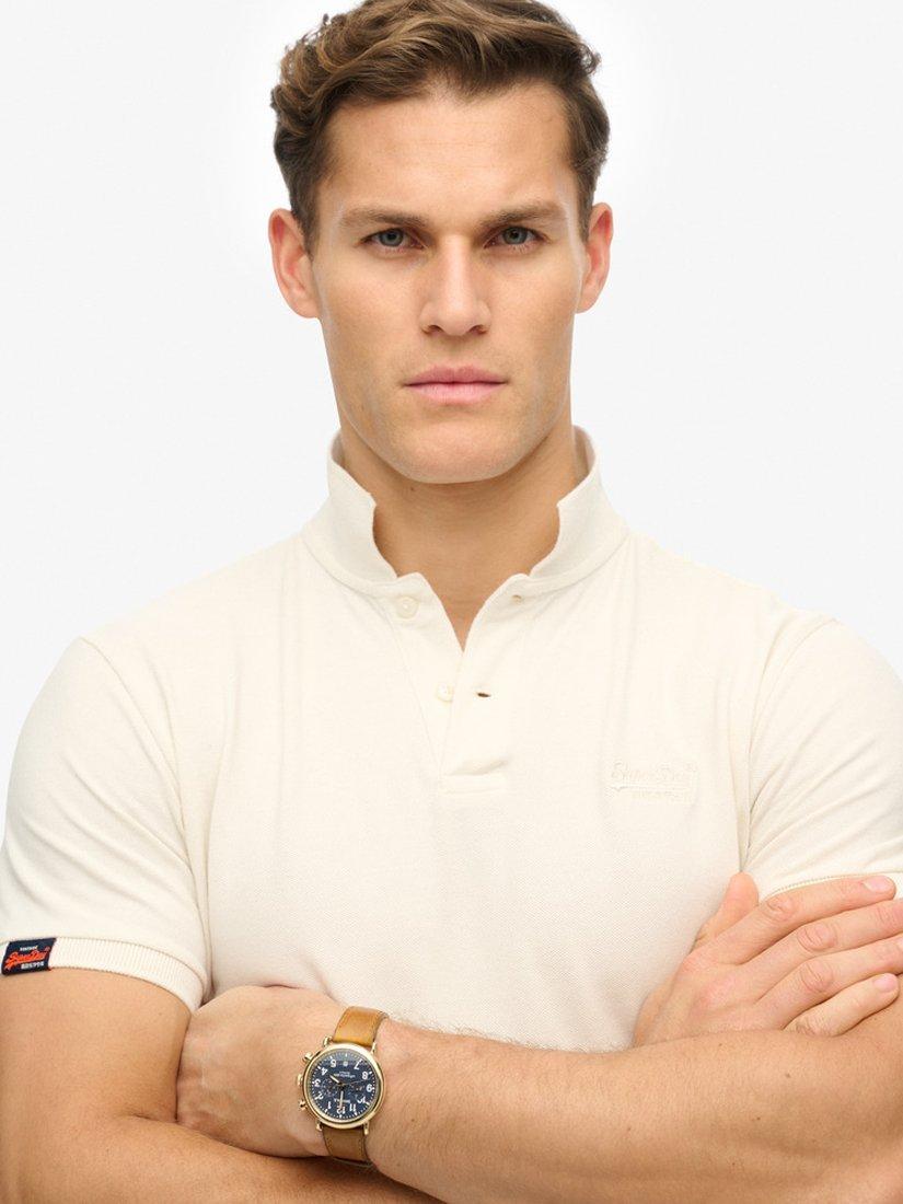 Product image 4 of 4, which shows Superdry Cotton Vintage Destroy Polo Shirt, Chalk White, S